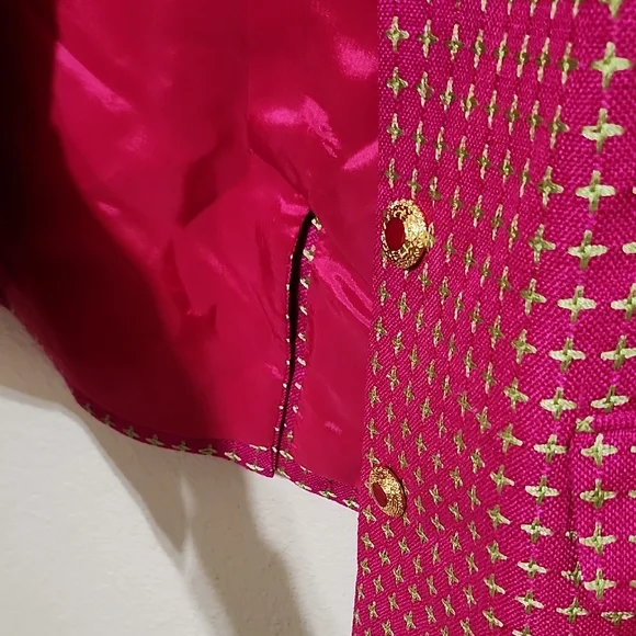 Vibrant Pink Gingham Blazer Tailored Fit - Picture 6 of 11